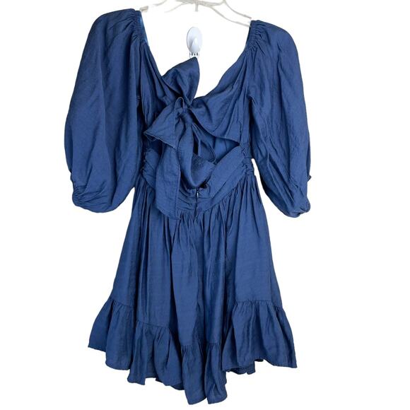Ladies Blue Peasant Boho Dress Debbie Dabbie sz 6 Festival Milkmaid Coquette - Picture 3 of 11